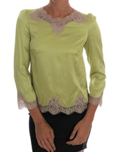 Dolce & Gabbana Green Silk Stretch Blouse Top -   -  Dolce & Gabbana.